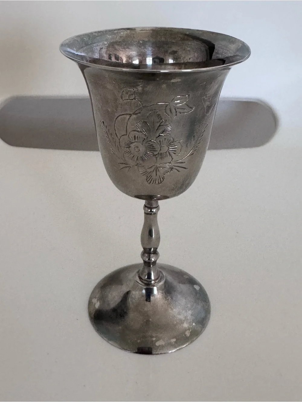 Vintage Silver Plate Kiddush Goblet Star of David Judaica Engraved Floral Cup